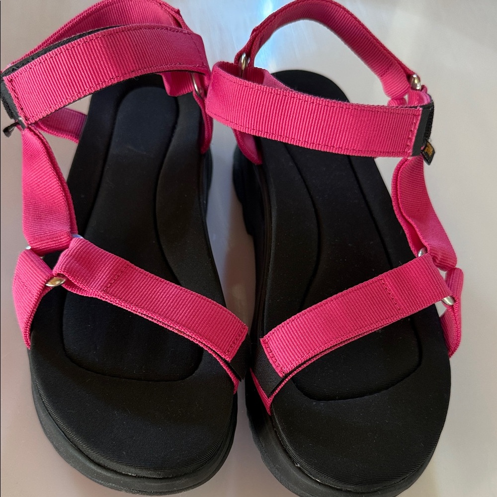 Teva Hot Pink and Black Sandals